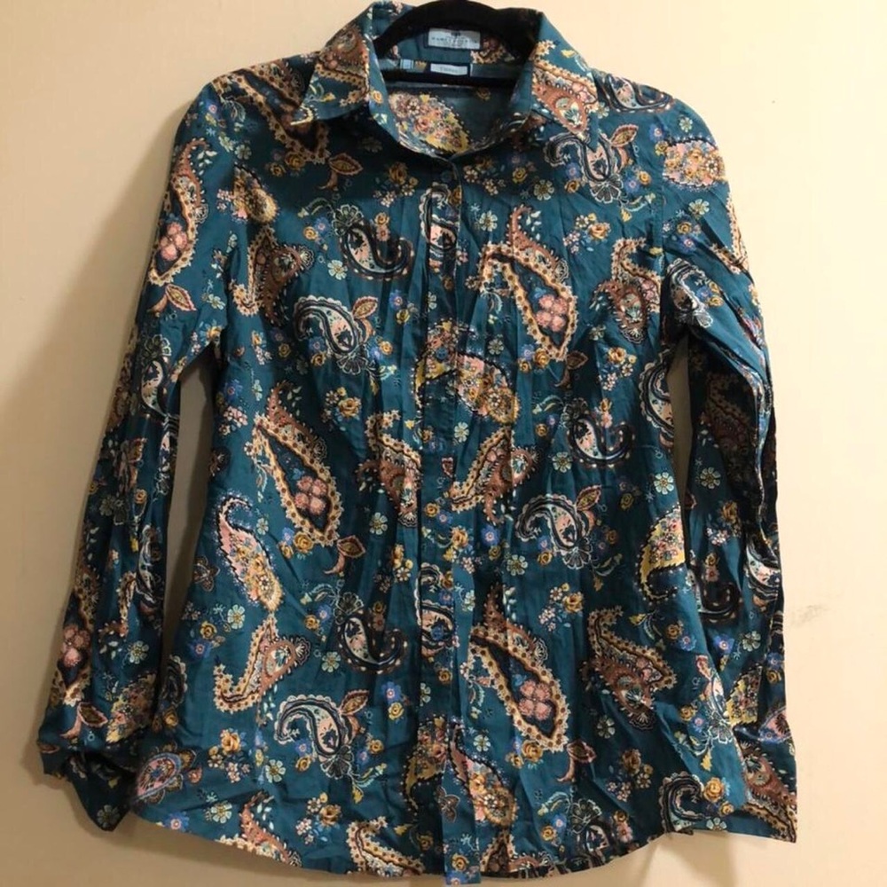 Hawes & Curtis paisley print button down long sleeve shirt US 8 / Medium / UK 12